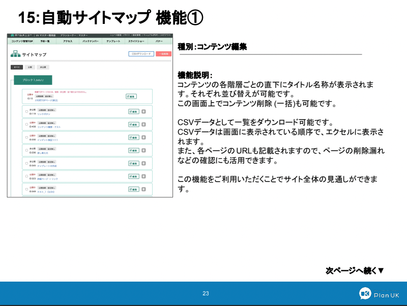 自動サイトマップ機能