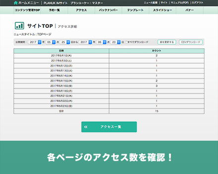 各ページのアクセス数を確認！